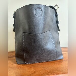 Women’s charcoal leather bag